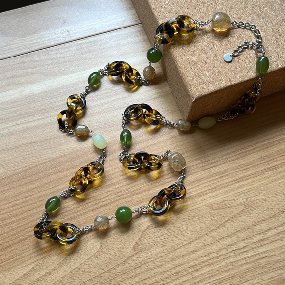 Talbots Tortoiseshell & Beaded Chain Necklace - Long - Picture 3 of 10